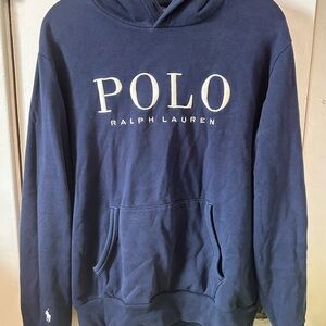 Polo Ralph Lauren Navy Blue Hoodie Embroidered Logo Men L